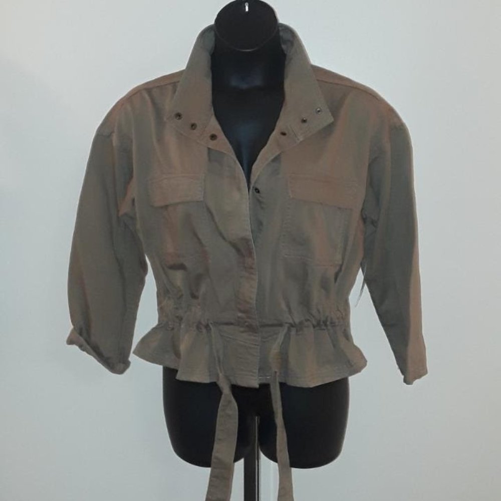 New Tan Utility Jacket With Cinched Waist
